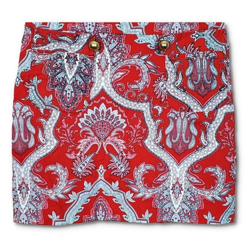 💥192 Melly M A line Red Paisley Skirt